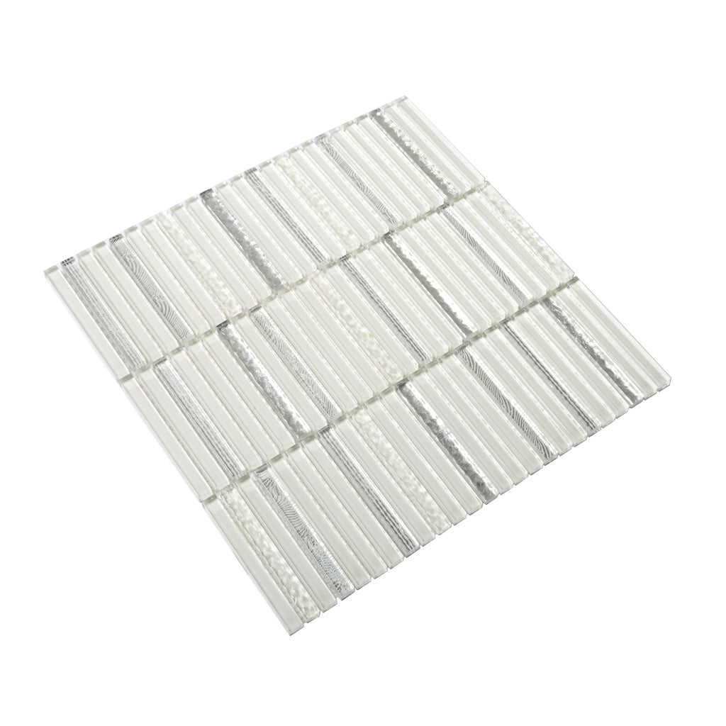 White 12 x 12 Glossy Glass Mosaic Tile