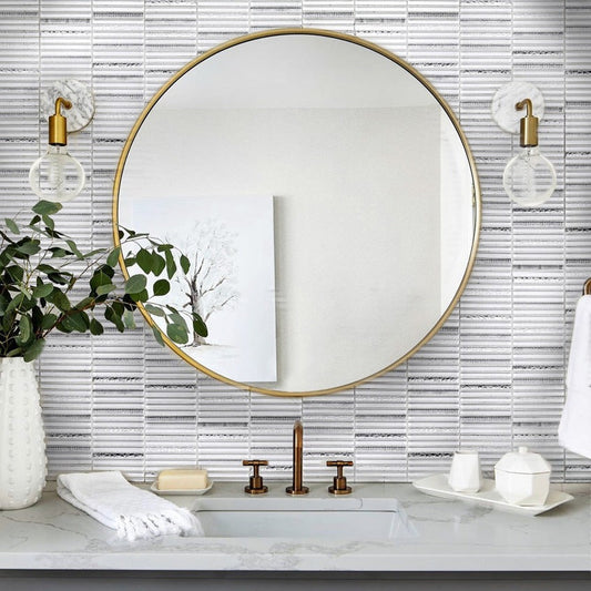 White 12 x 12 Glossy Glass Mosaic Tile - Sample