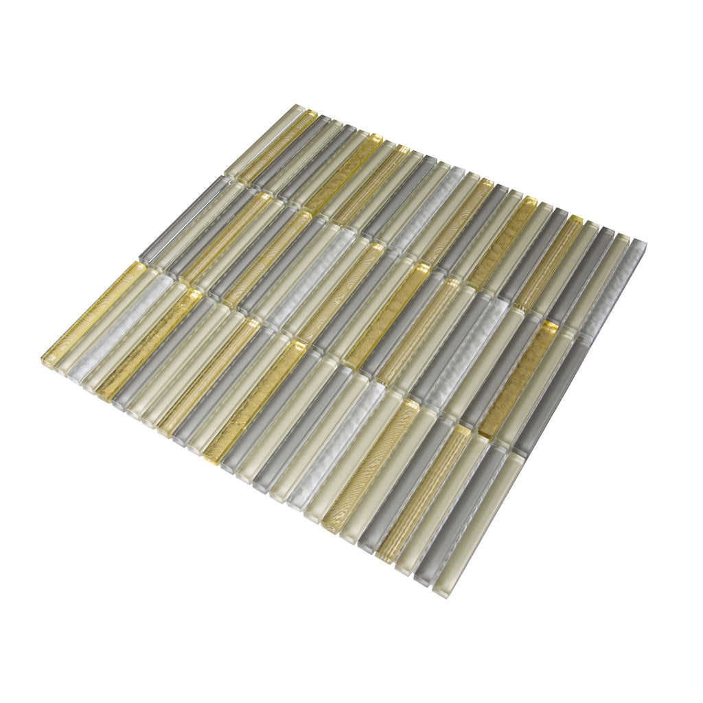 Gold 12 x 12 Glossy Glass Mosaic Tile - Sample