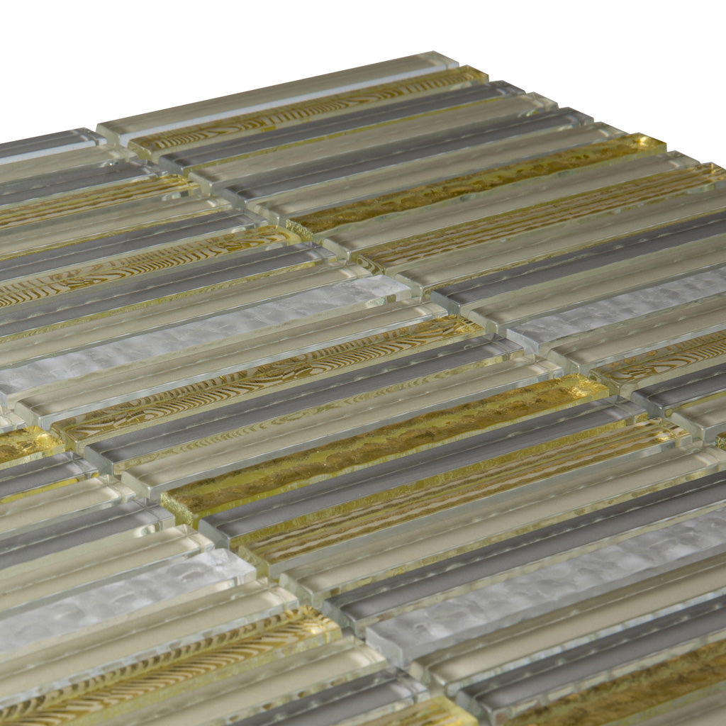 Gold 12 x 12 Glossy Glass Mosaic Tile - Sample