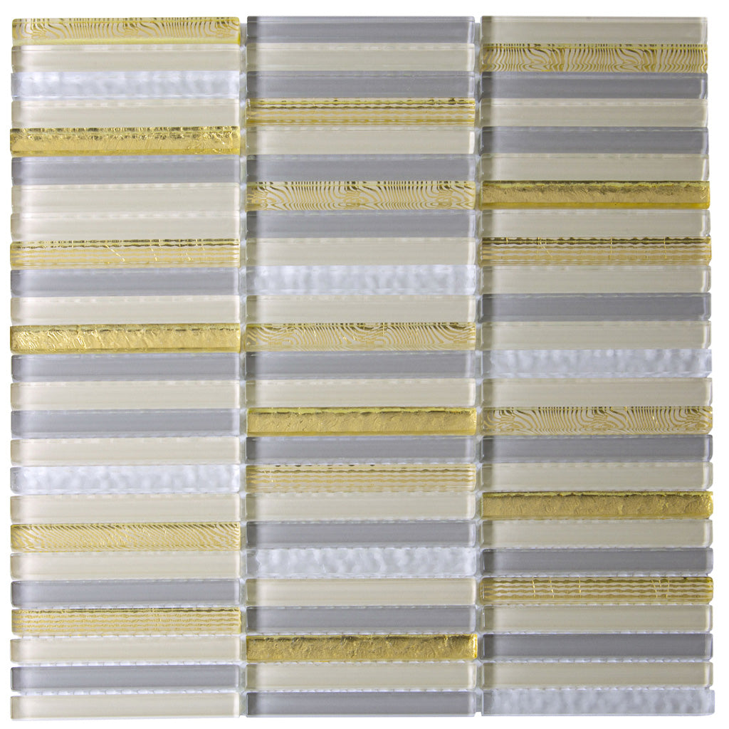 Gold 12 x 12 Glossy Glass Mosaic Tile