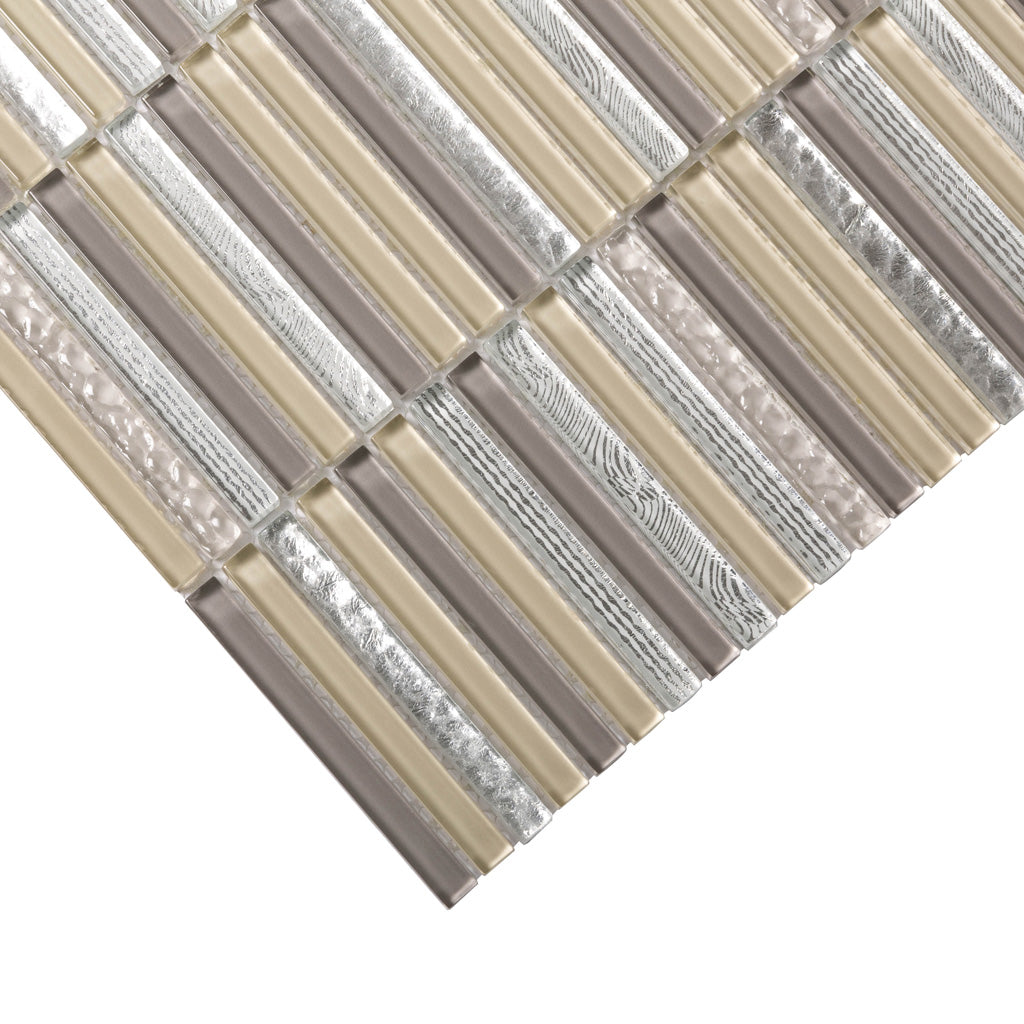 Beige 12 x 12 Glossy Glass Mosaic Tile