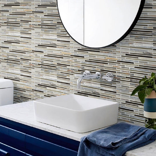 Gray and Brown 12 x 12 Glossy, Matte, Textured Glass, Stone Mosaic Tile - Sample