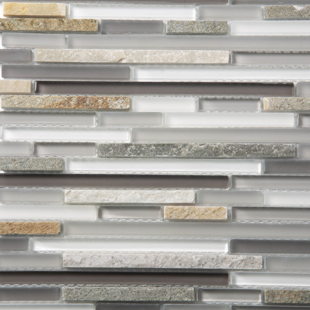 Gray 12 x 12 Glossy, Matte, Textured Glass, Stone Mosaic Tile