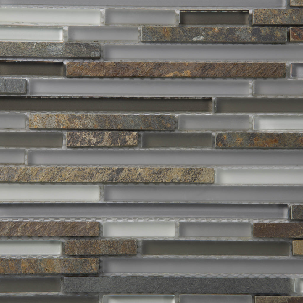 Gray and Brown 12 x 12 Glossy, Matte, Textured Glass, Stone Mosaic Tile