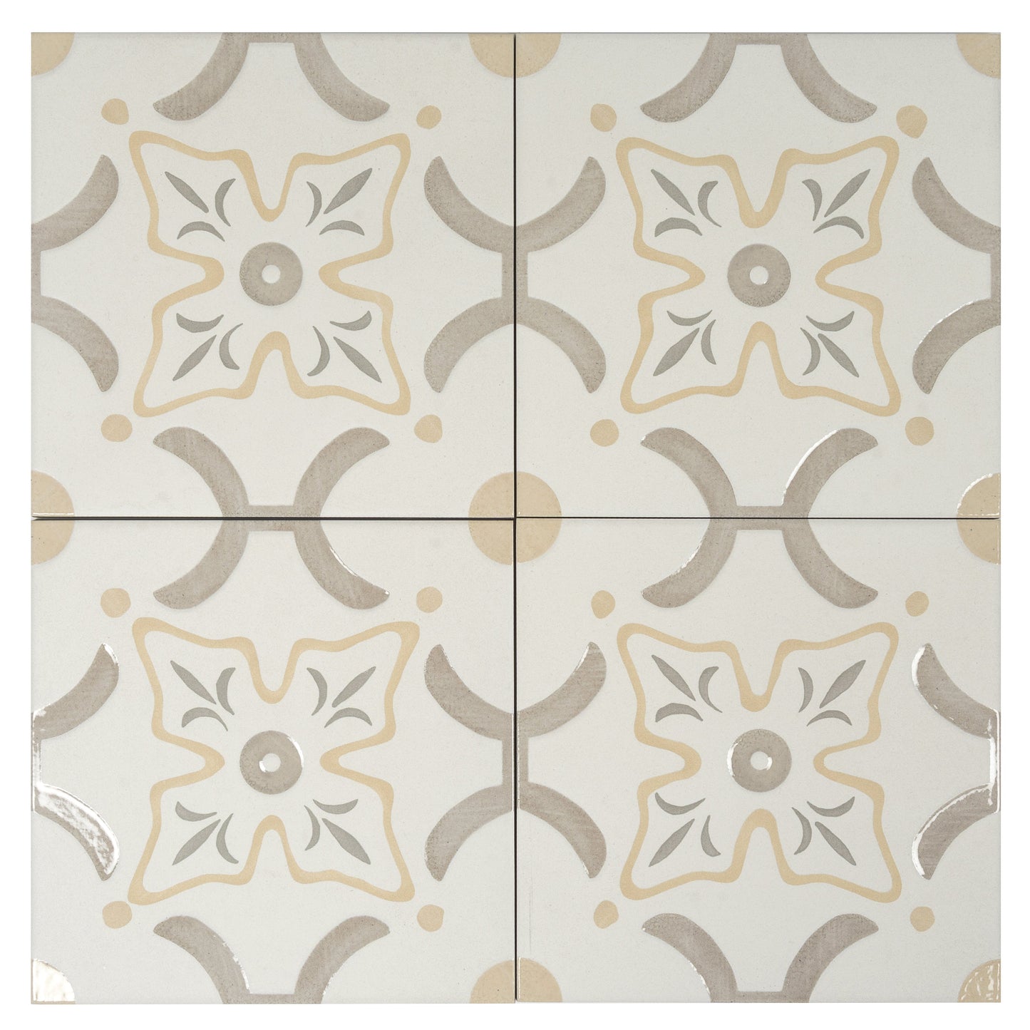 Purple, White, Yellow 9x9 Matte, Glossy Porcelain Floral Square Tile