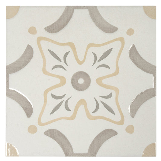 Purple, White, Yellow 9x9 Matte, Glossy Porcelain Floral Square Tile - Sample