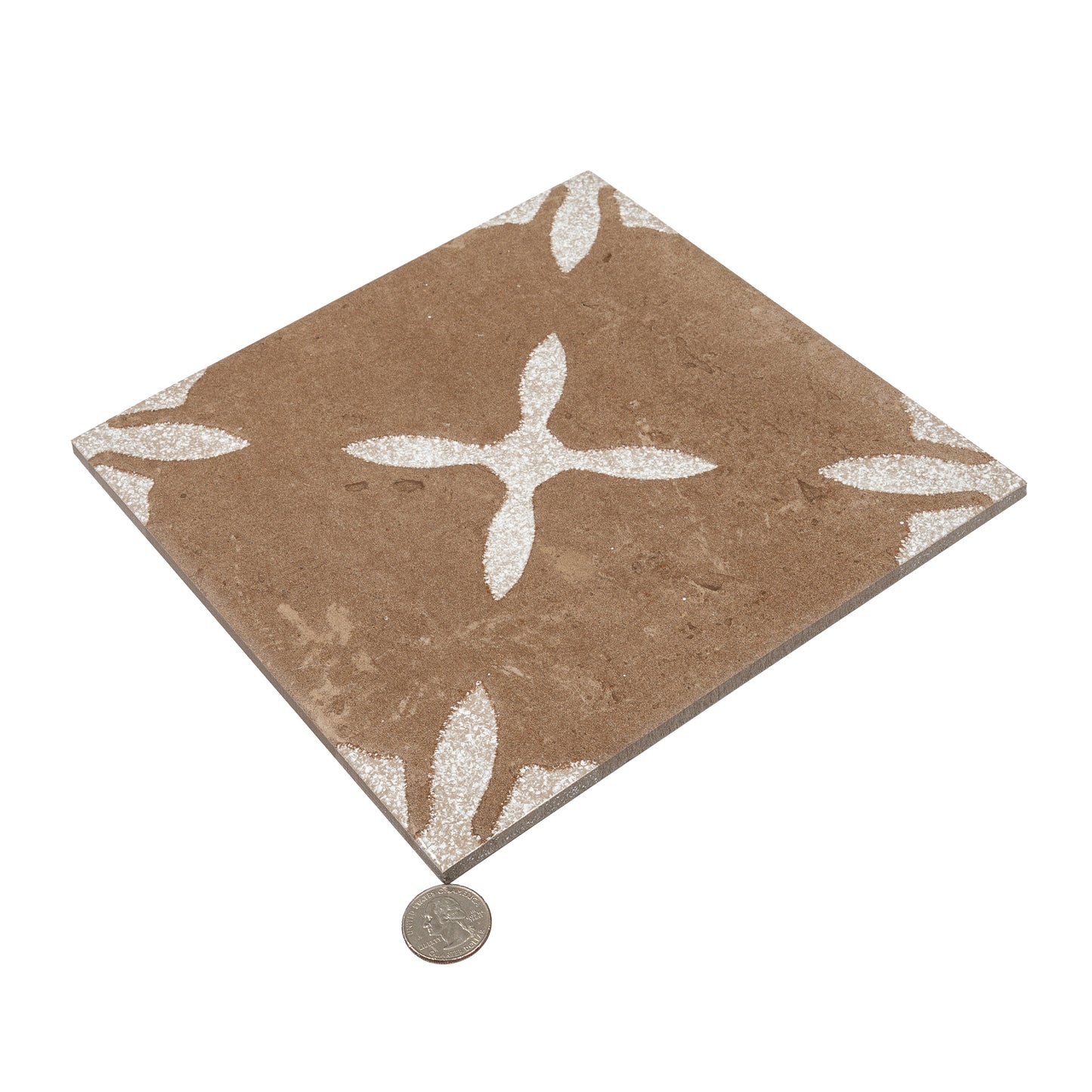 Terracotta Brown 9x9 Matte, Glossy Porcelain Floral Square Tile