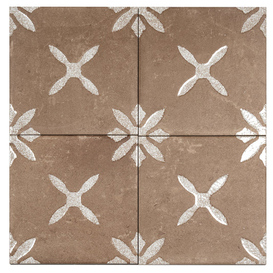 Terracotta Brown 9x9 Matte, Glossy Porcelain Floral Square Tile