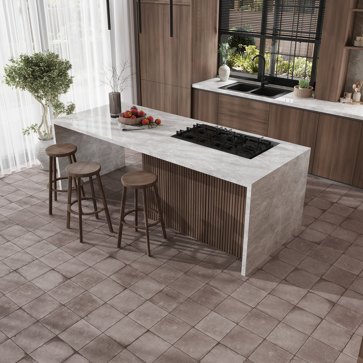 Terracotta Brown 9x9 Matte, Glossy Porcelain Plain Square Tile