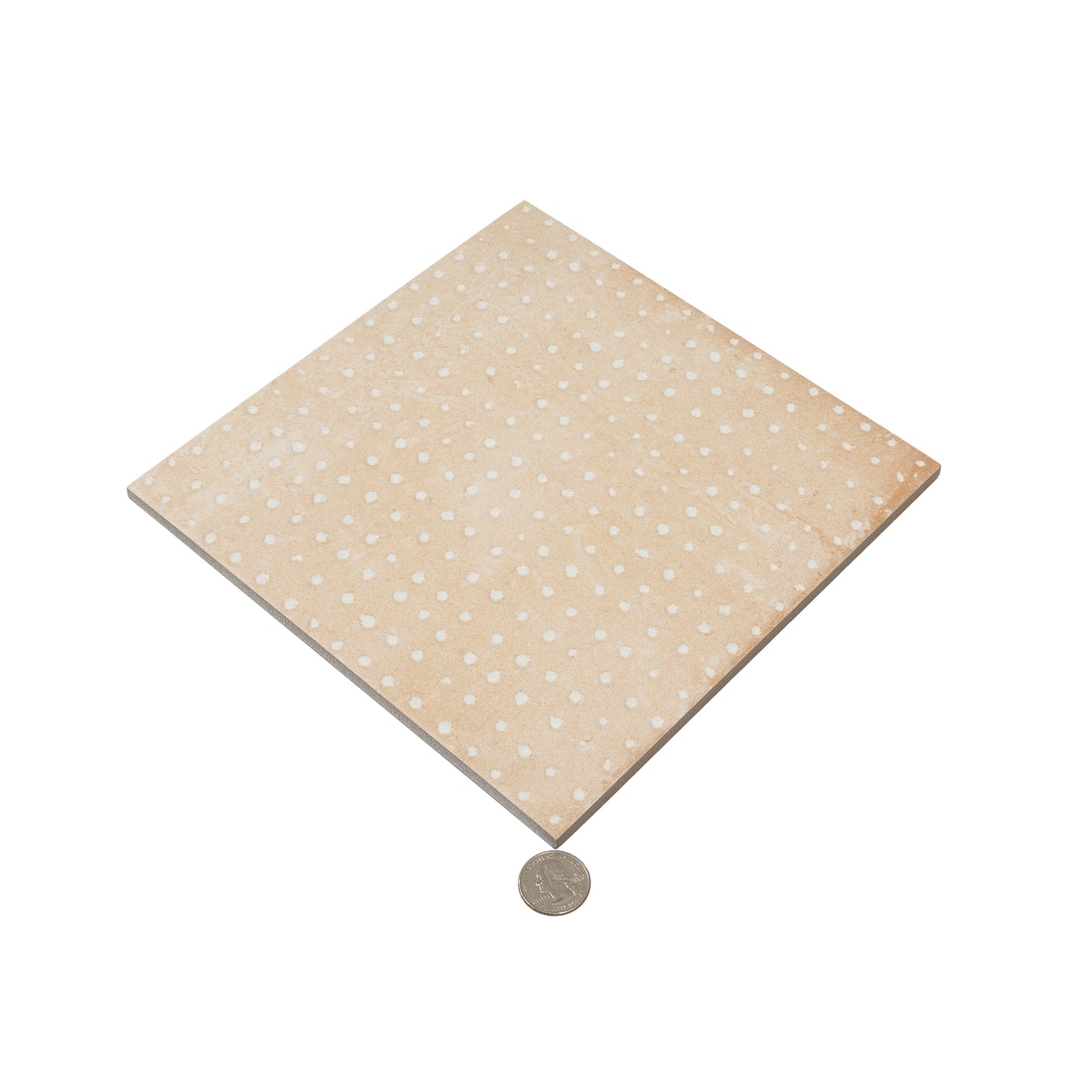 Terracotta Beige 9x9 Matte, Glossy Porcelain Dotted Square Tile - Sample