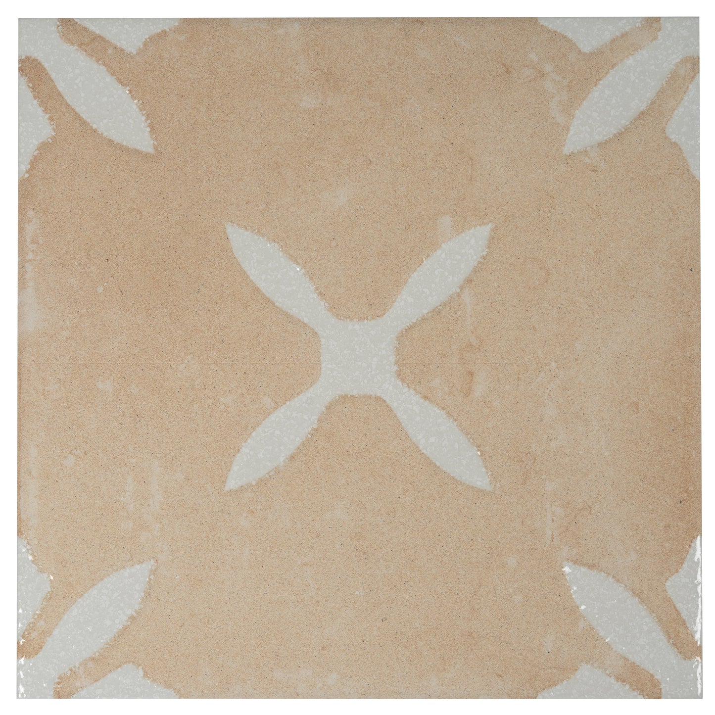 Terracotta Beige 9x9 Matte, Glossy Porcelain Floral Square Tile - Sample