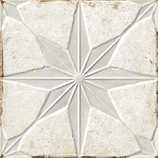 Beige White 9x9 Matte-Layer Tech Porcelain Star Square Tile