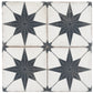 White Black 8x8 Matte Porcelain Square Motif Tile - Sample