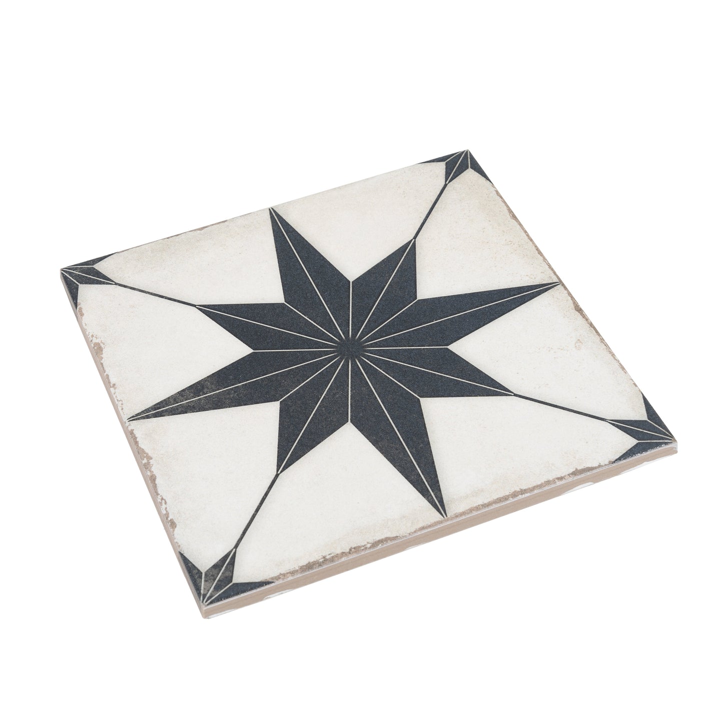 White Black 8x8 Matte Porcelain Square Motif Tile