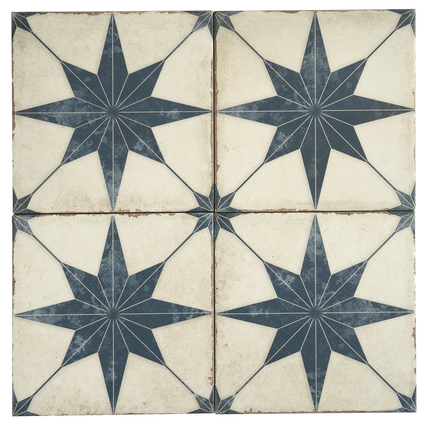 White Navy 8x8 Matte Porcelain Square Motif Tile - Sample