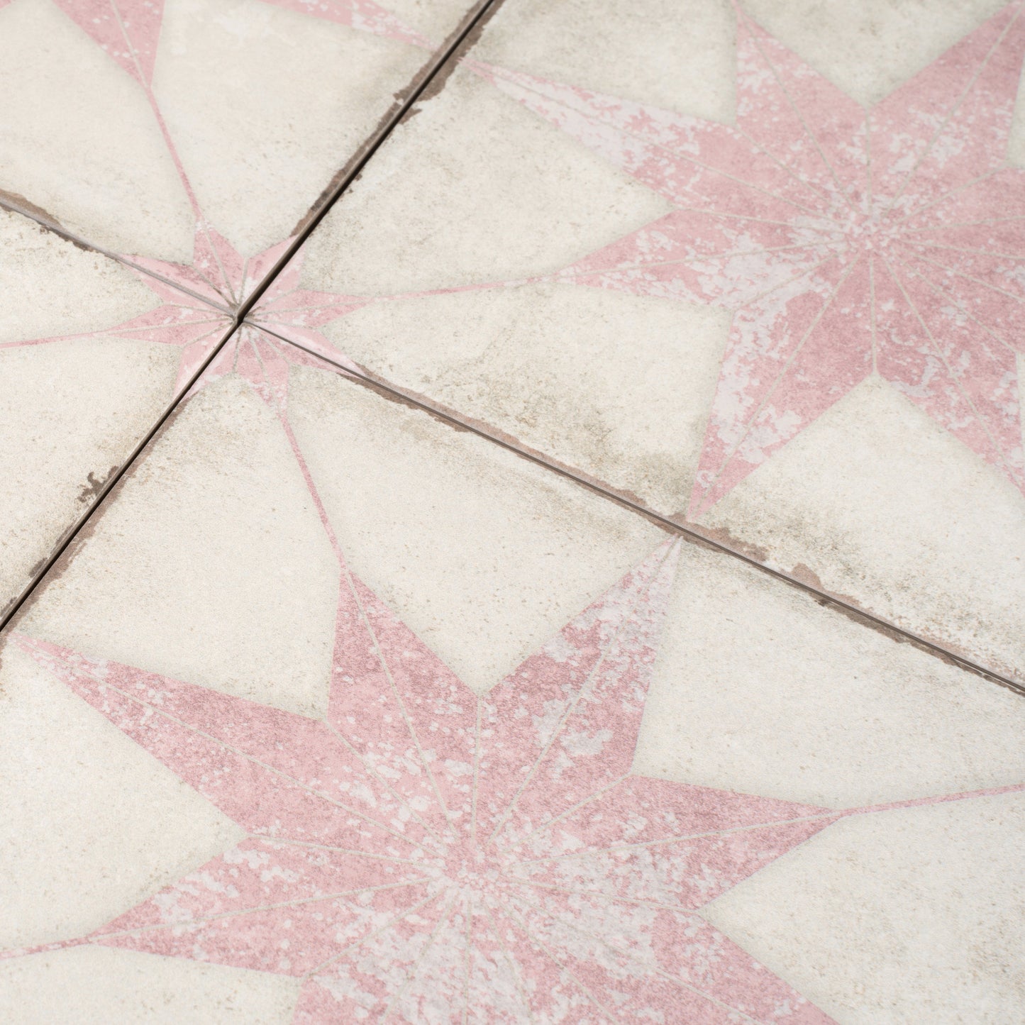 White Pink 8x8 Matte Porcelain Square Motif Tile - Sample