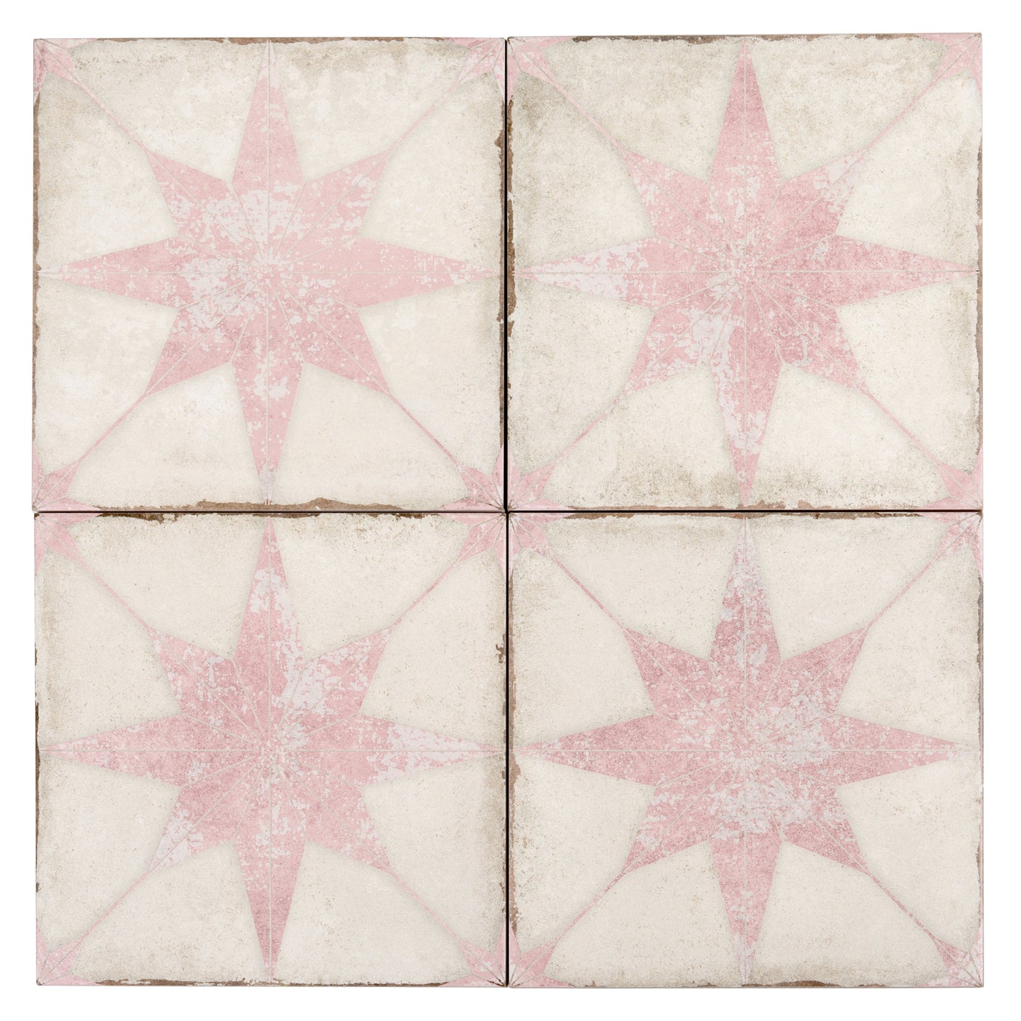 White Pink 8x8 Matte Porcelain Square Motif Tile