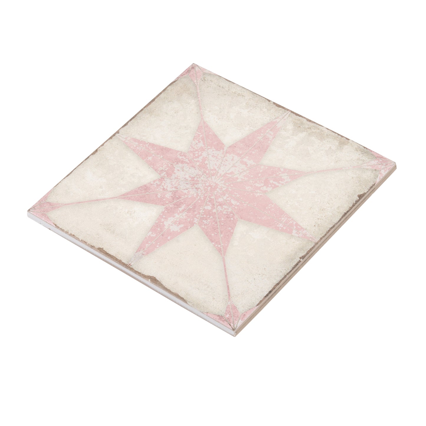 White Pink 8x8 Matte Porcelain Square Motif Tile - Sample