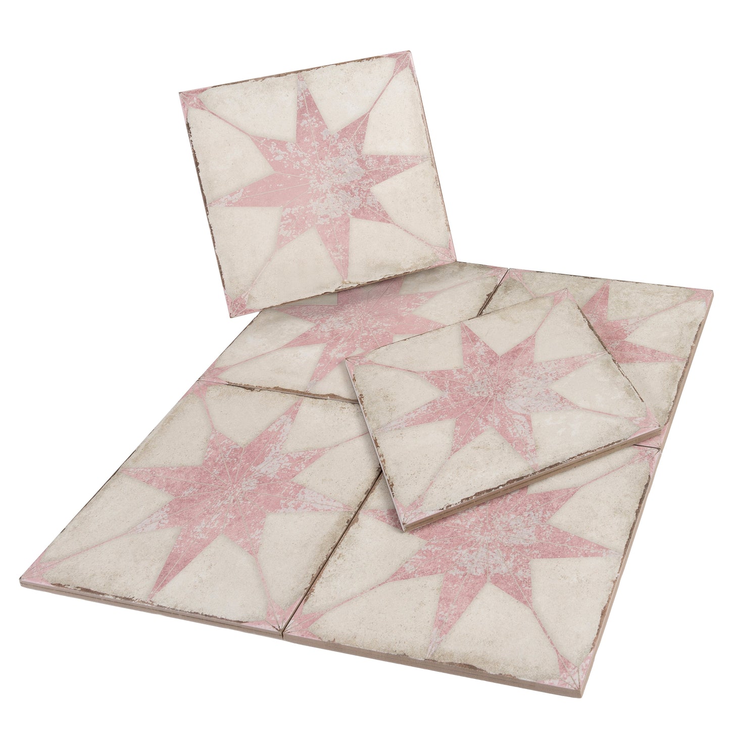 White Pink 8x8 Matte Porcelain Square Motif Tile - Sample