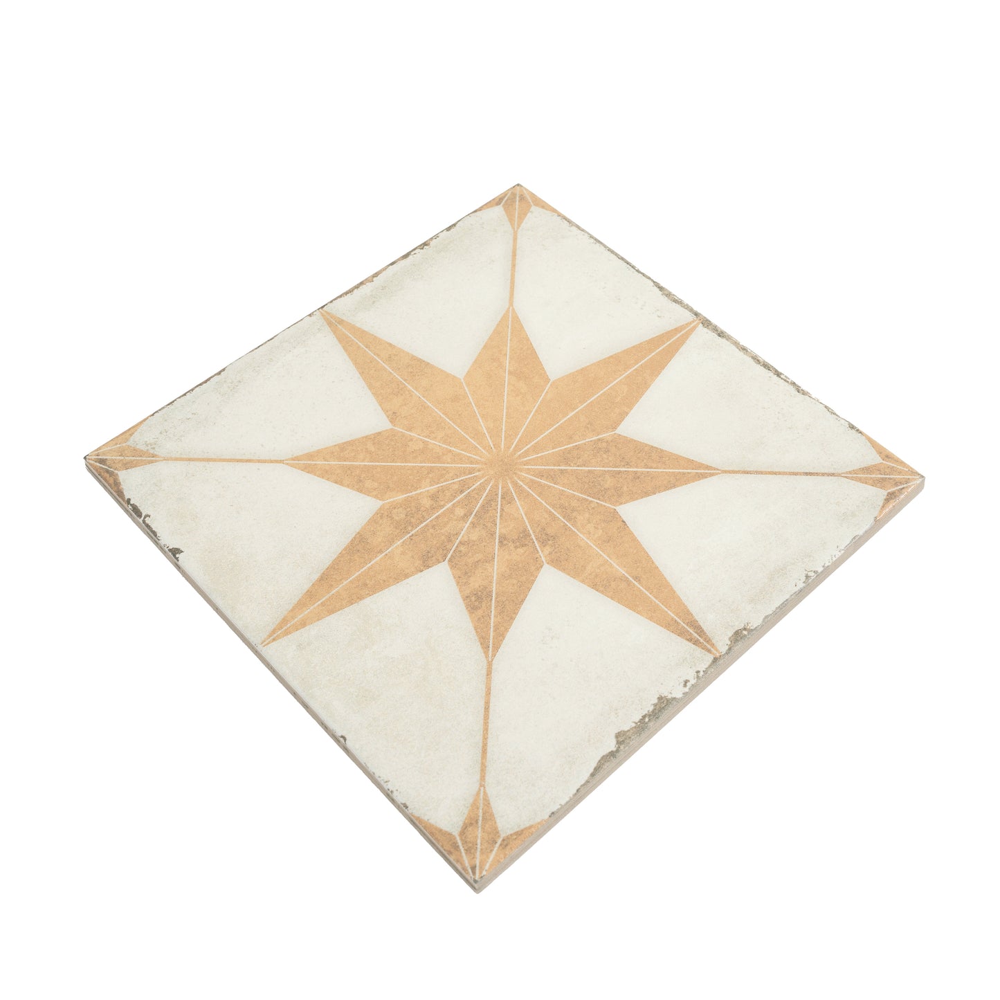 White Terracotta 8x8 Matte Porcelain Square Motif Tile - Sample