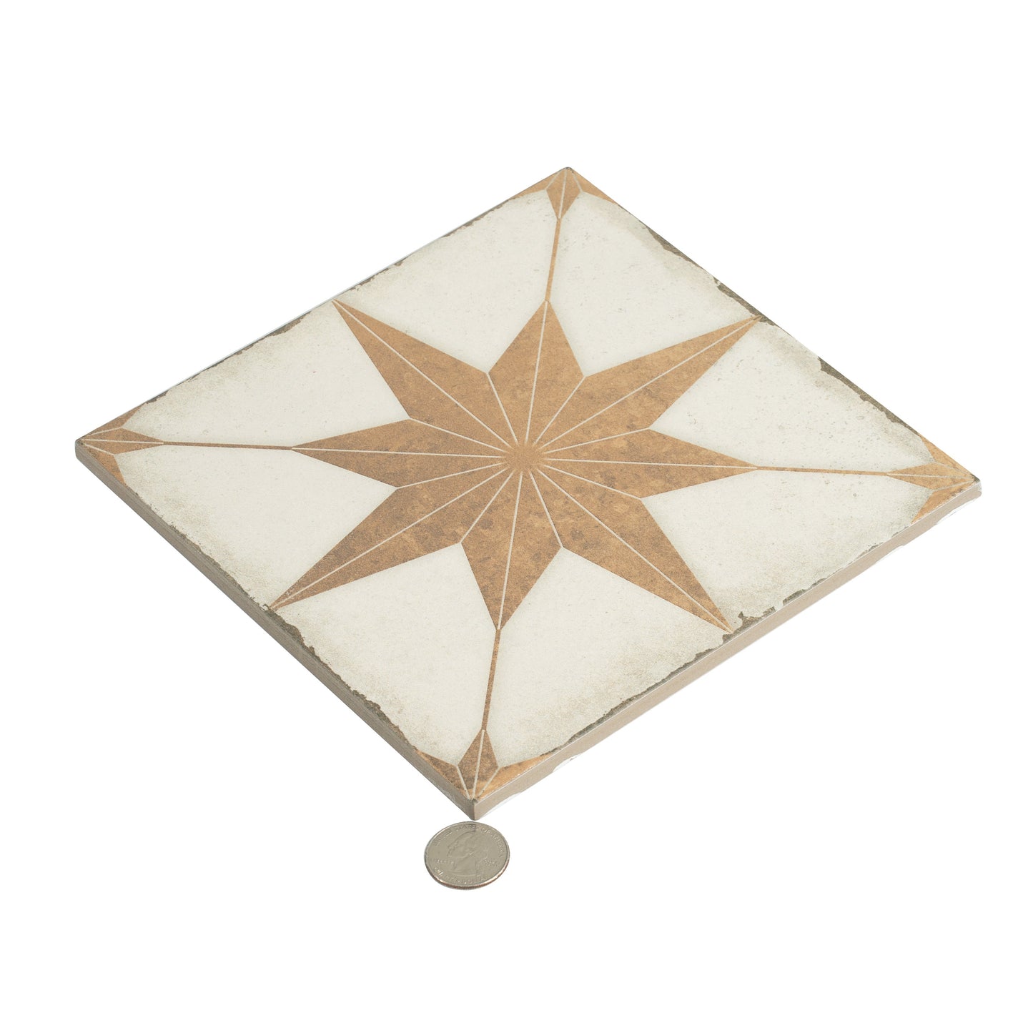 White Terracotta 8x8 Matte Porcelain Square Motif Tile - Sample
