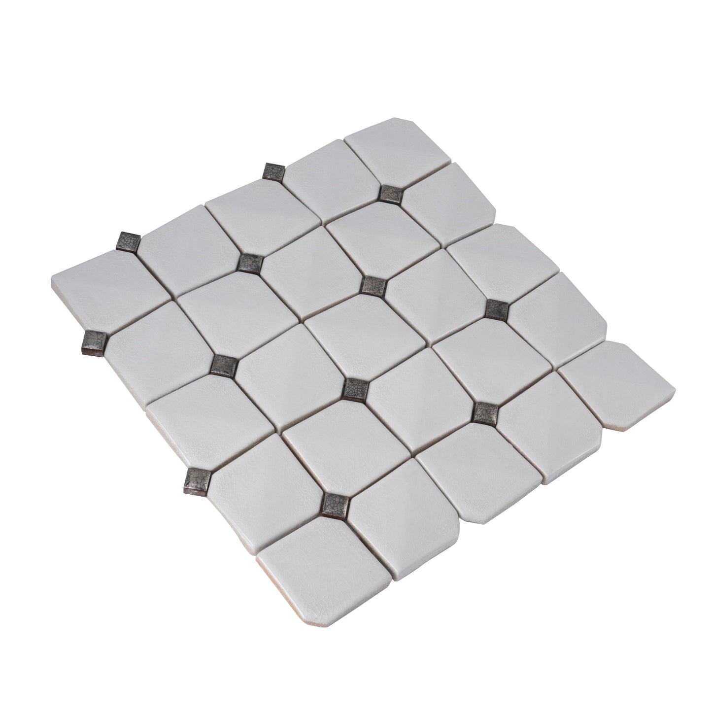 White 12x12 Glossy Ceramic Mosaic Tile