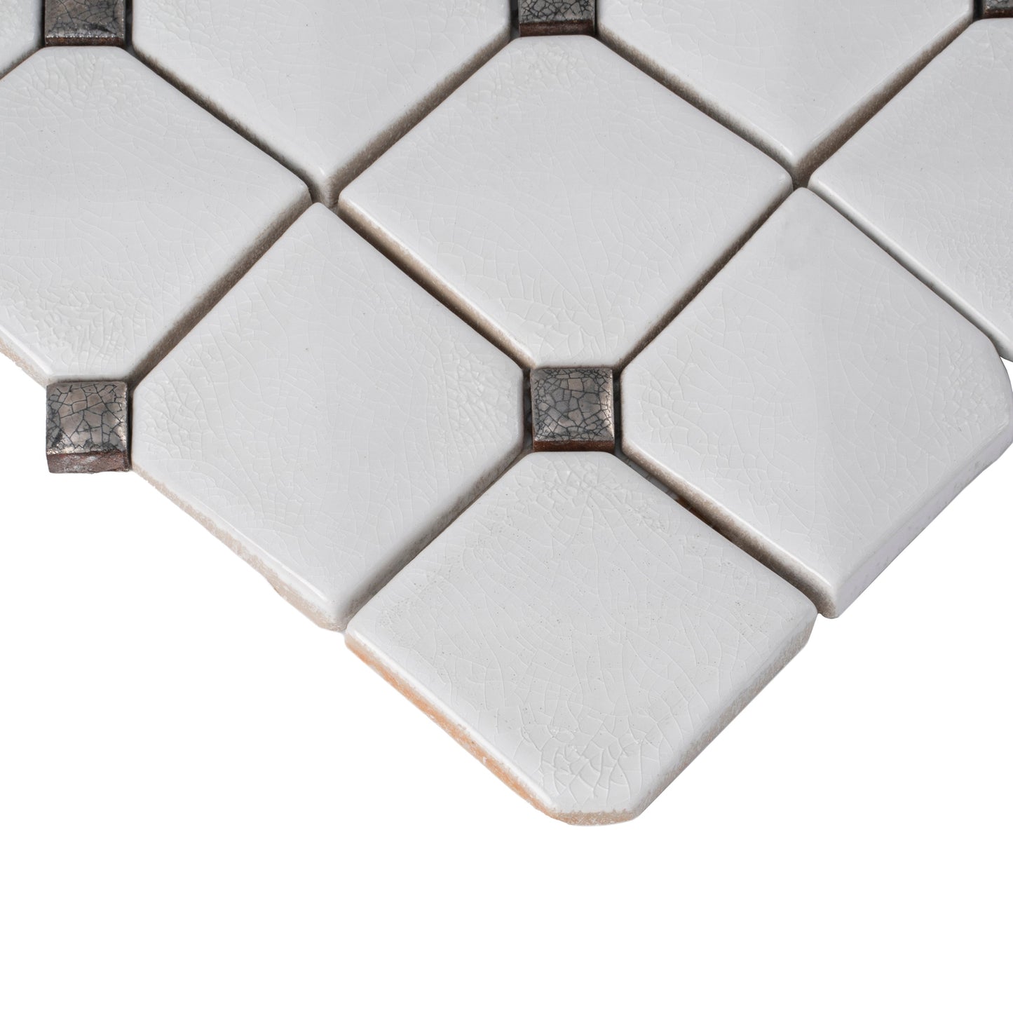 White 12x12 Glossy Ceramic Mosaic Tile Sample