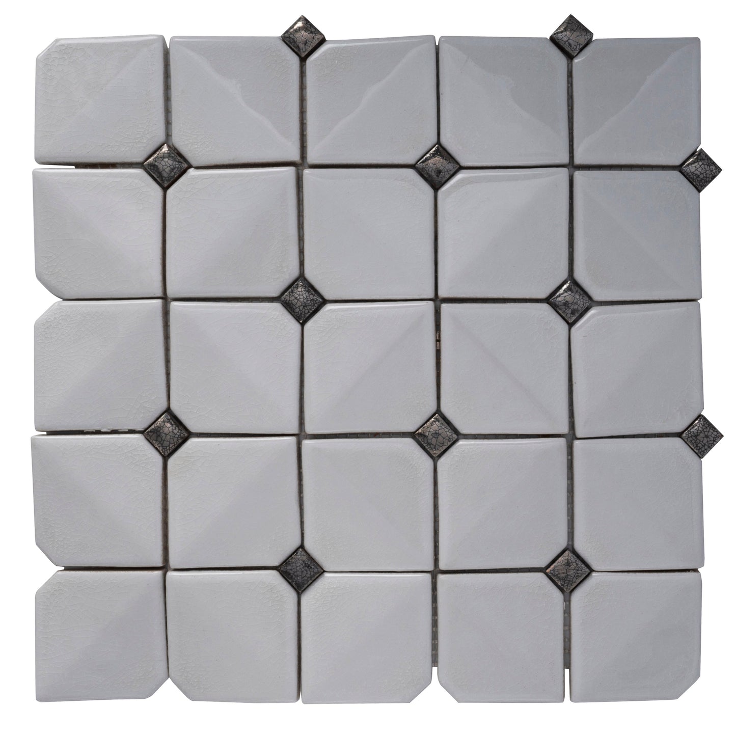 White 12x12 Glossy Ceramic Mosaic Tile