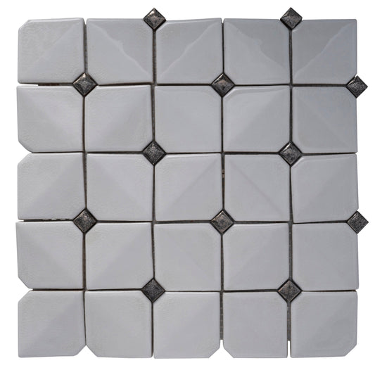 White 12x12 Glossy Ceramic Mosaic Tile