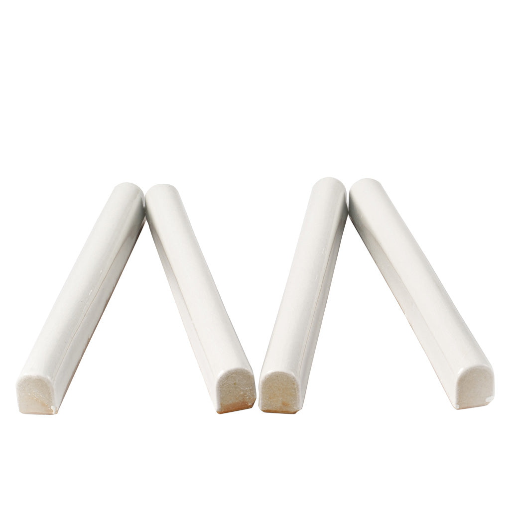 White 0.6 x 6 Glossy Ceramic Pencil Trim