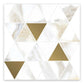 White and gold matte ceramic mosaic tile with triangular shapes in 10 by 11 configuration