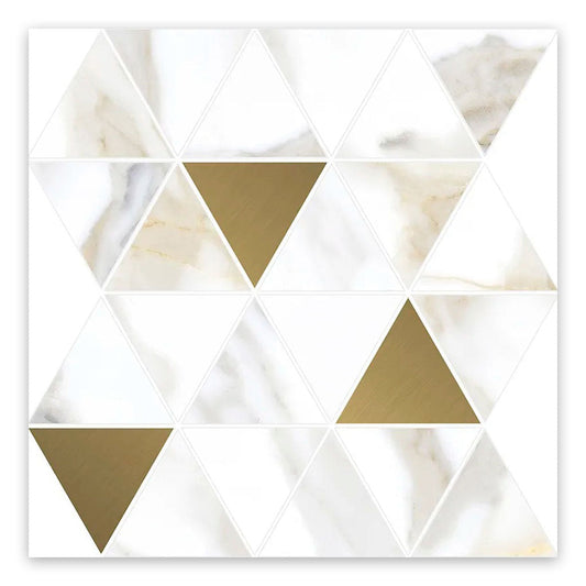 White and Gold 10 x 11 Matte Ceramic Mosaic Tile - Sample