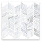Dove-gray and white 10x12 matte ceramic mosaic tile with marble-like angled patterns