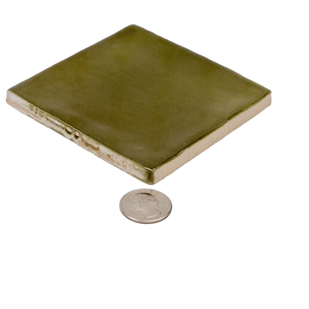 Olive Green 4 x 4 Glossy Ceramic Tile