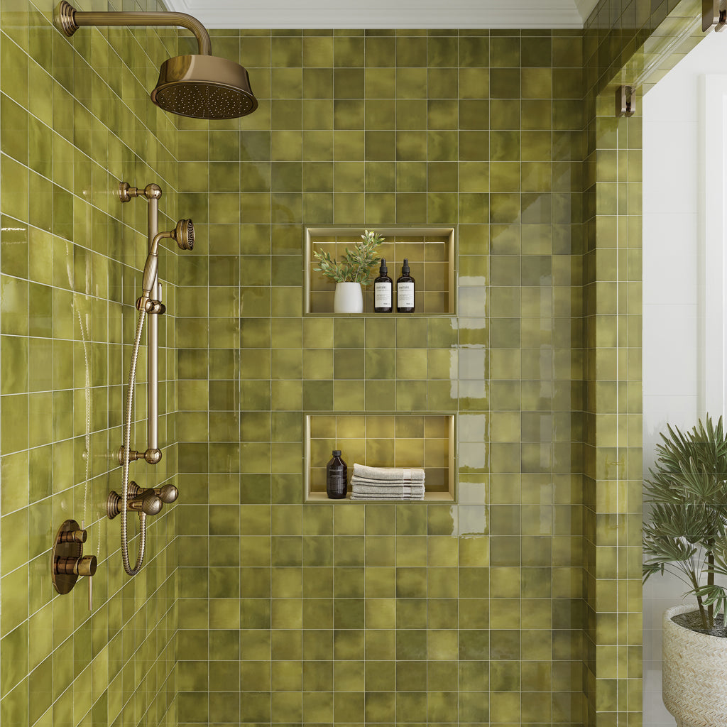 Olive Green 4 x 4 Glossy Ceramic Tile