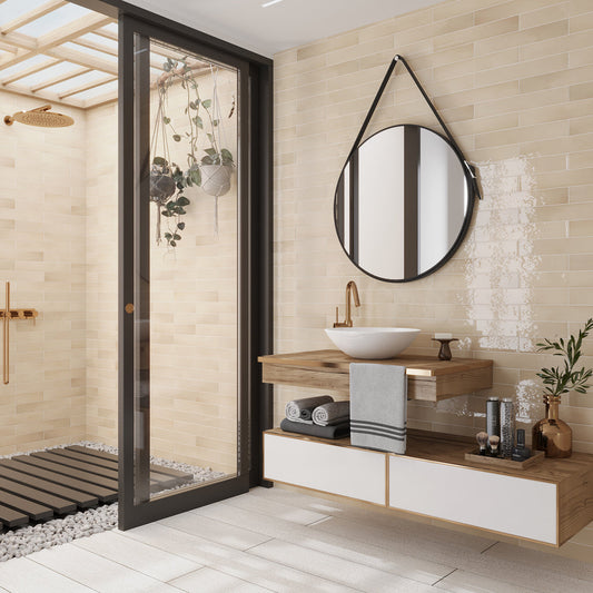 Beige 2.6 x 16 Glossy Ceramic Subway Tile - Sample