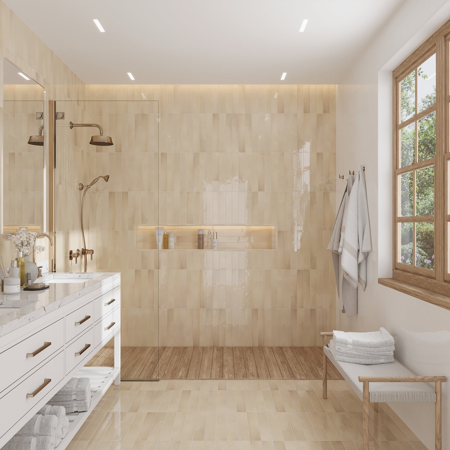 Beige 2.6 x 16 Glossy Ceramic Subway Tile