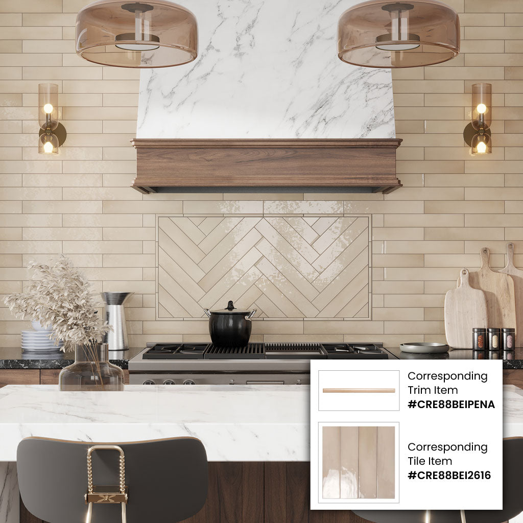 Beige 2.6 x 16 Glossy Ceramic Subway Tile