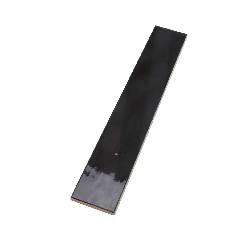 Black 2.6 x 16 Glossy Ceramic Subway Tile