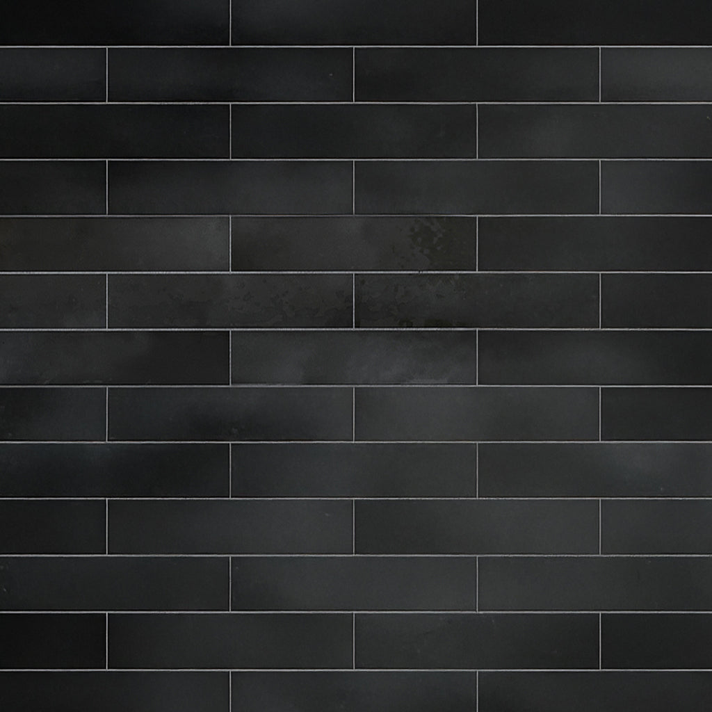 Black 2.6 x 16 Glossy Ceramic Subway Tile