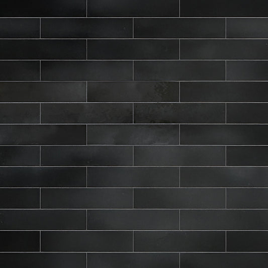 Black 2.6 x 16 Glossy Ceramic Subway Tile