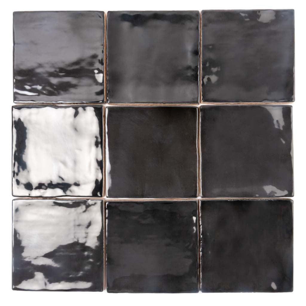 Black 4 x 4 Glossy Ceramic Tile