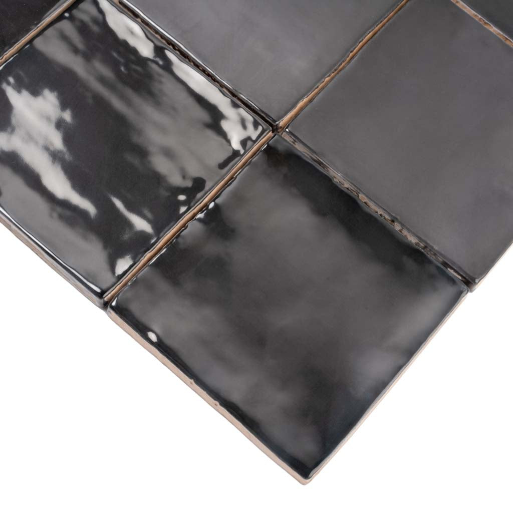 Black 4 x 4 Glossy Ceramic Tile