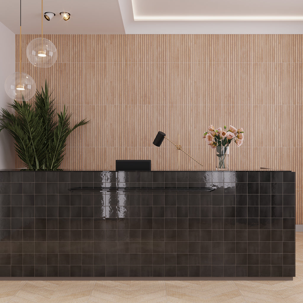 Black 4 x 4 Glossy Ceramic Tile