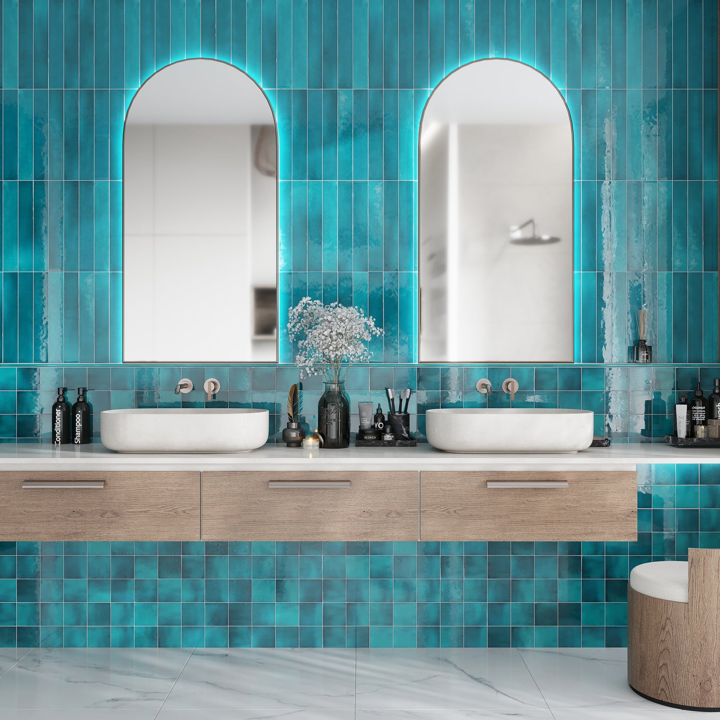 Teal Green 2.6 x 16 Glossy Ceramic Subway Tile - Sample