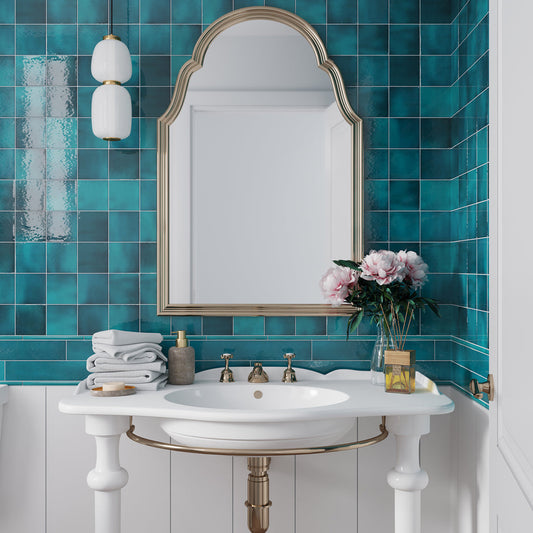 Teal Green 4 x 4 Glossy Ceramic Tile - Sample