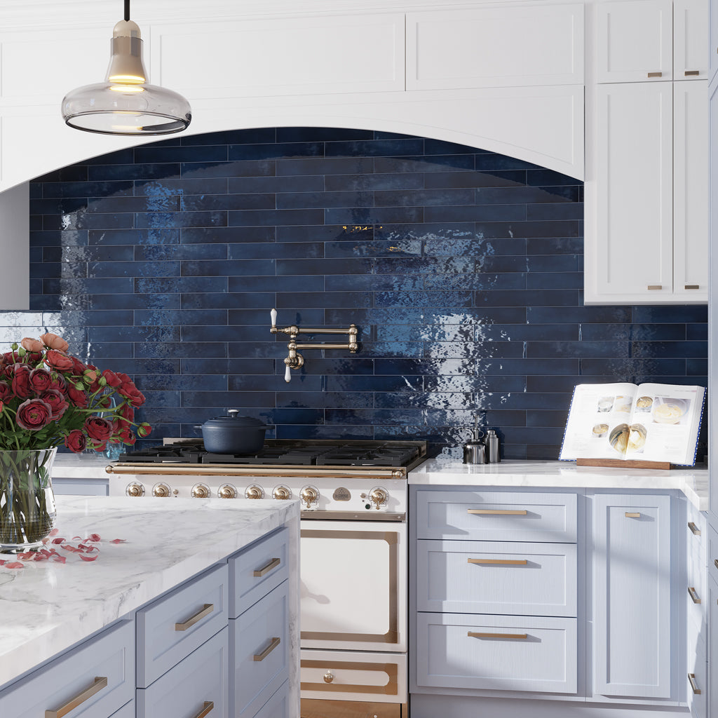 Navy Blue 2.6 x 16 Glossy Ceramic Subway Tile