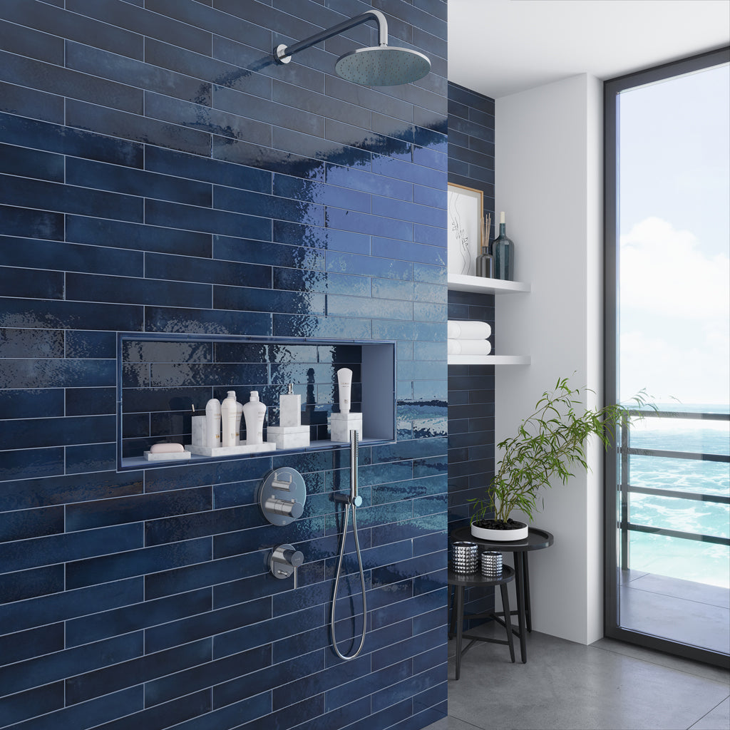 Navy Blue 2.6 x 16 Glossy Ceramic Subway Tile