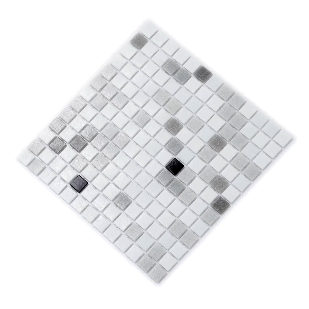 White and Black 12 x 12 Glossy Glass Mosaic Tile